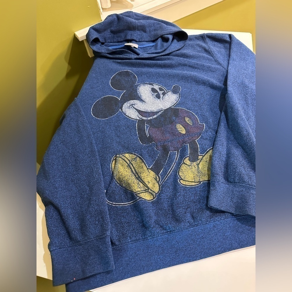 Disney Parks Mickey Mouse Pullover Hoodie Unisex Size XL Heathered Blue Pocket - Picture 4 of 9